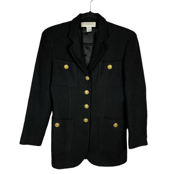Jones New York Jackets & Blazers - Jones New York Petite Wool Blend Black Blazer w/ Gold Toned Button’s Size 4P